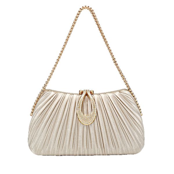 ZELTRYN Elegant Pleated Rhinestone Evening Bag
