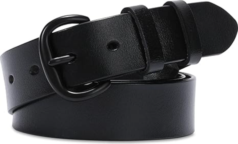 Women Leather Belt for Jeans Pants Dresses Black Ladies Waist Belt with Pin