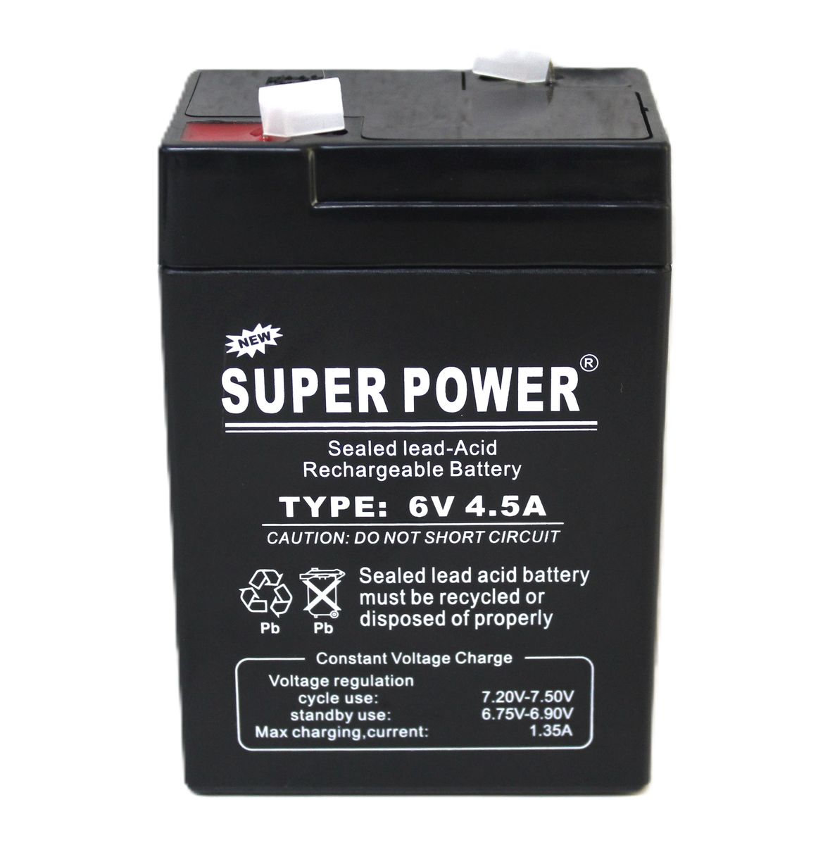 Super Power Rechargeable Sealed Battery 6V 4.5AH