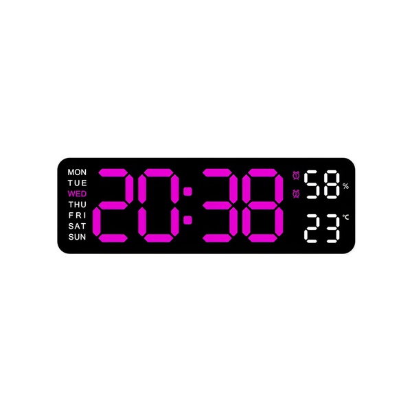 9" LED Digital Display Clock with Alarm/Time/Calendar/Temperature Humidity