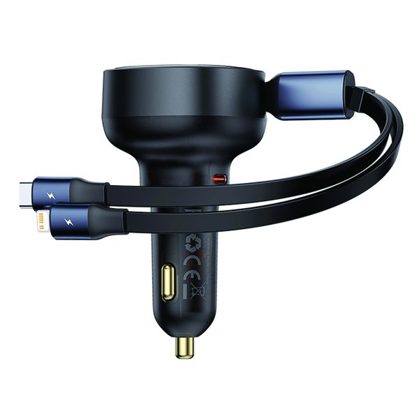 Baseus Enjoyment Pro 30W 2-in-1 Fast Charge Car Charger with Retractable Cables