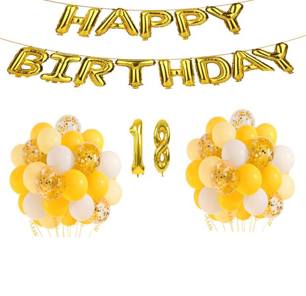 Yellow and Gold Balloon Set 18 years