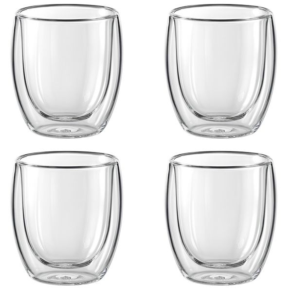 Insulated Household Double-Layer Glass Cup - Transparent 4 Pack
