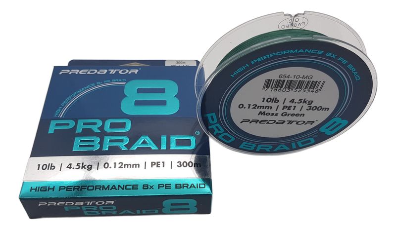 Predator Pro Braid 10lb 4.5kg Moss Green 300m - High-Performance 8x PE Line