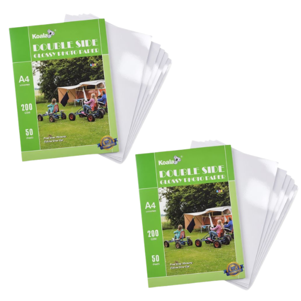 Koala A4 Photo Paper 200gsm Double Sided Glossy Inkjet 50 Sheets-2 Pack