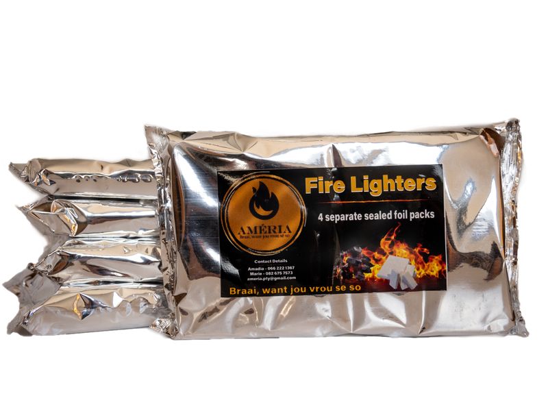 Quick burning Firelighters - 5 x 4 separately sealed foil packs.