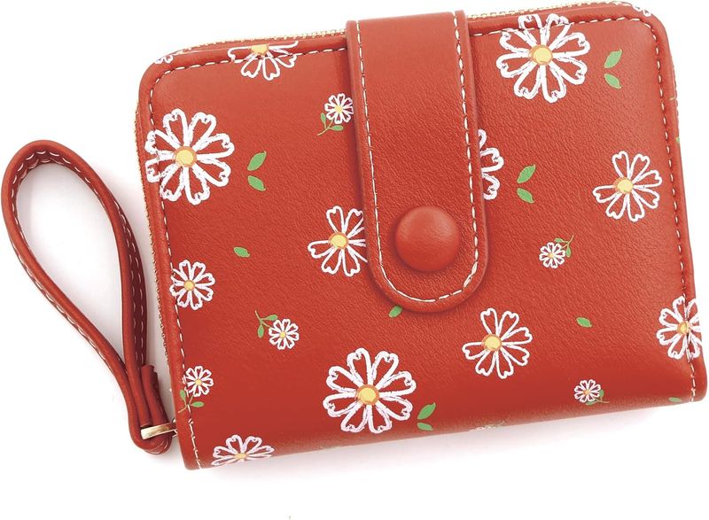 Women's Buckle Wallet Large Capacity Multi-Card Slot Wallet Orange Red