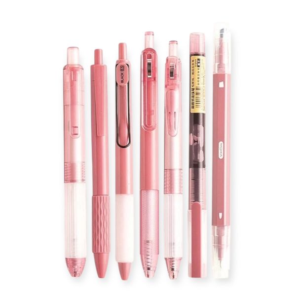 Sweet Journal 7PCS 0.5mm Press Gel Pen Set - Black Ink (Blueberry)