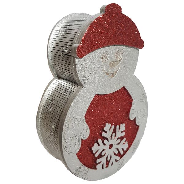 Small Wooden Christmas Gift Box Snowman - Red