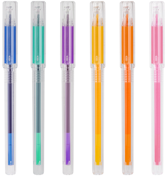 DELI 0.5mm Tip Full Needle 6 Colour Gel Pens - A125