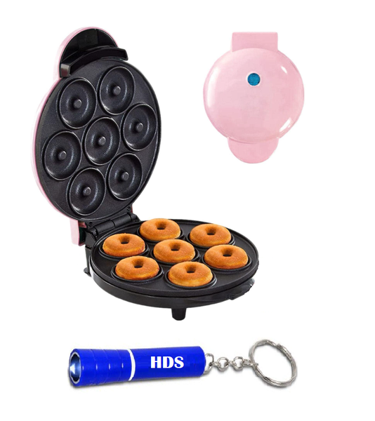 Express Mini Donut Maker - Pink with HDS Branded Keyring Torch