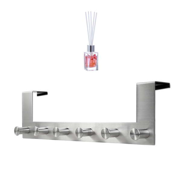 6 Hook Stainless Steel Door Hook with 30ml Reed Aroma Diffuser - 2 Pack