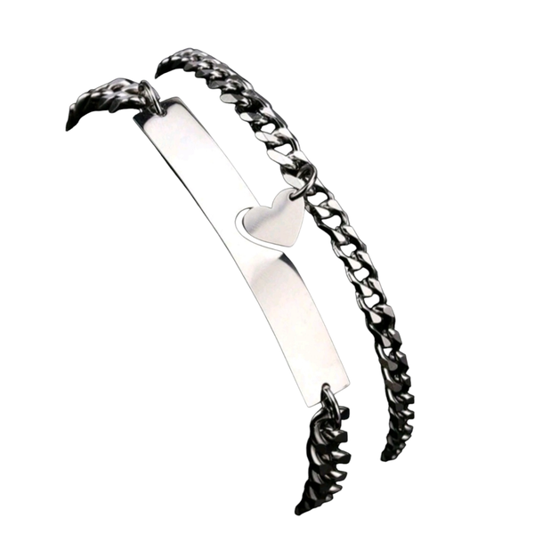 Stainless steel Heart And Rectangle Combination Shape Couples Bracelets