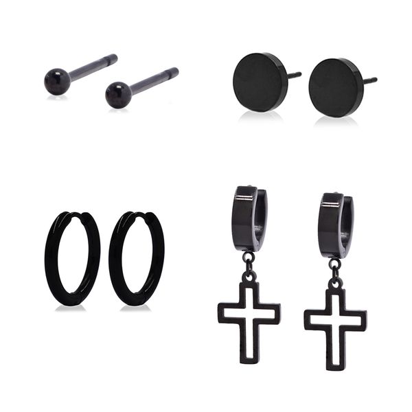 Androgyny Stainless Steel Earrings - 4 Pairs Pack
