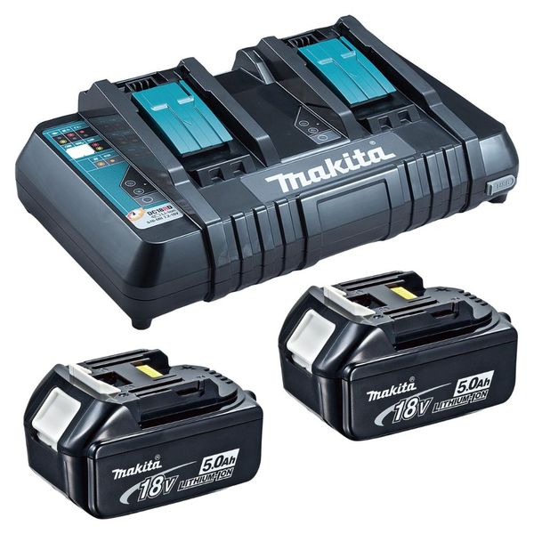 Makita - Rapid Optimum Dual Port Charger (18V) with 2 x 5.0Ah Batteries