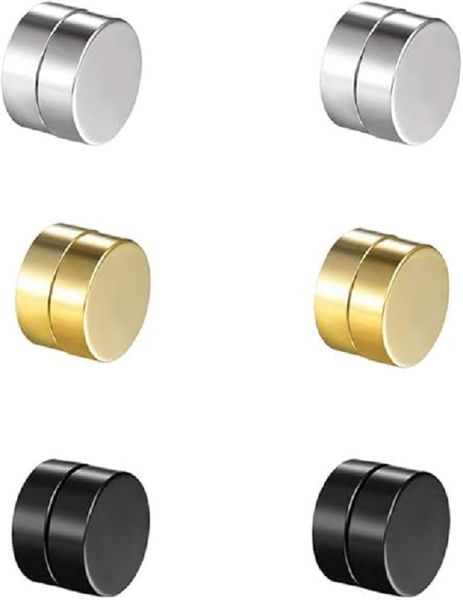 3 Pairs of Stainless Steel Magnetic Earrings for Men and Women with No Hole