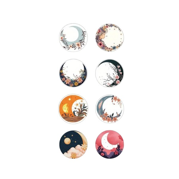 Beautiful Moon Flower Journaling Stickers - Mini roll of 50