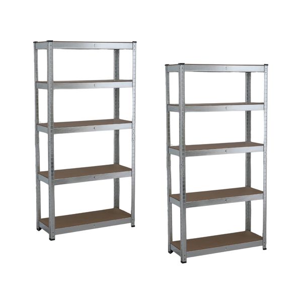 Titan Rack - Set of 2 x Galvanised 5 Tier Shelving - 75 x 30 x 150cm