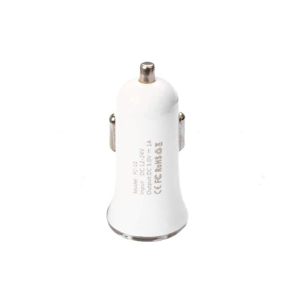 Single USB Port Universal Car Charger - White