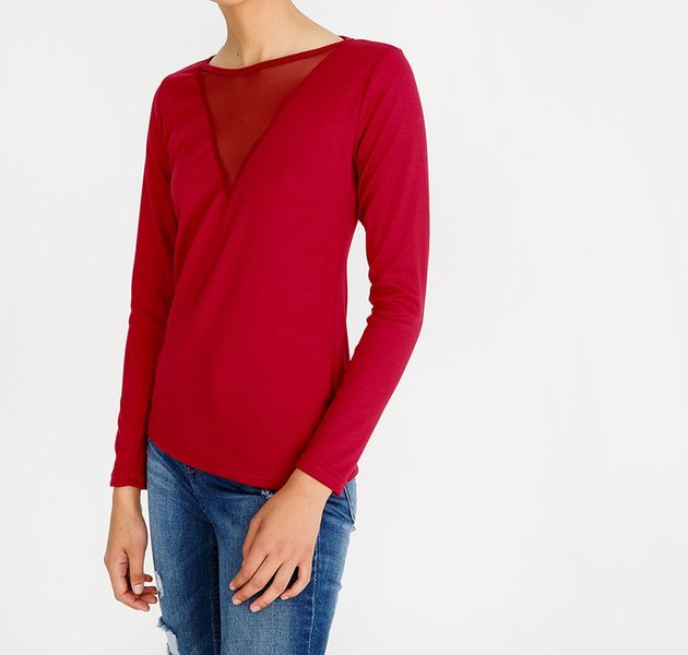 Women's c(inch) Mesh Inset Top Red