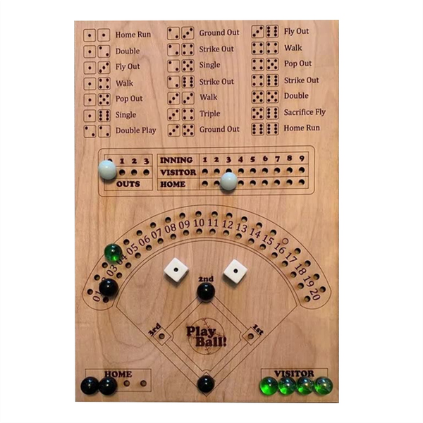 Baseball Dice Board Game Wooden Dice and Board Game Interactive