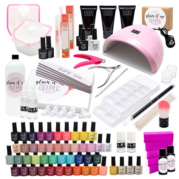 The Ultimate UV LED GLAM GEL Nail Polish &amp; Polygel Starter Kit 100 pieces P