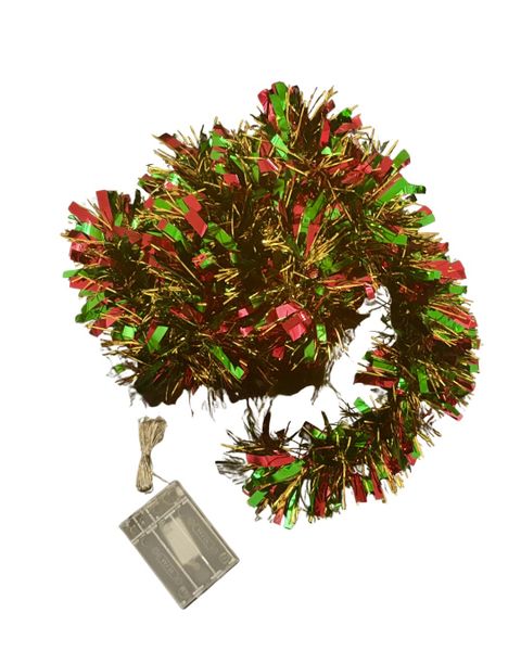 LED Colourful Christmas Tinsel Garland With 50 Lights - 5mt