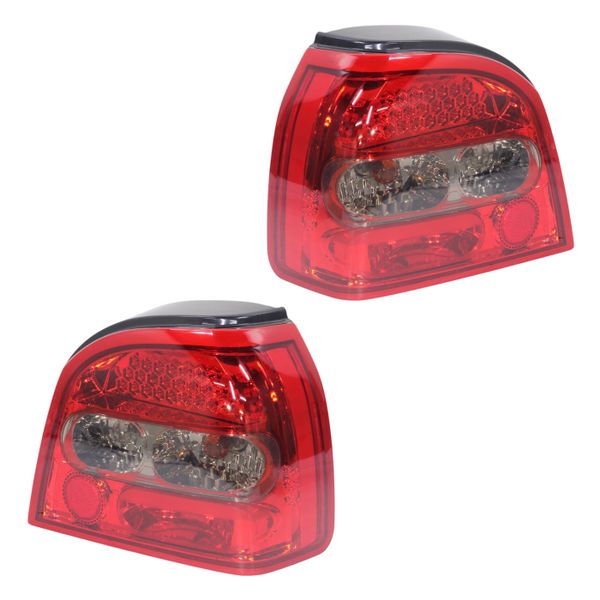 Diamond Look Full Red Tail Lights Compatible with VW Golf Mk3 - Set