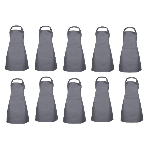 One Size Fit All Pack Of 10 Neck Adjustable Aprons-Charcoal Grey