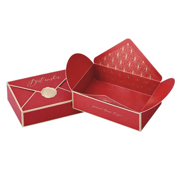10-Piece Luxury Red Envelope-Style Gift Box Set with Gold Detailing