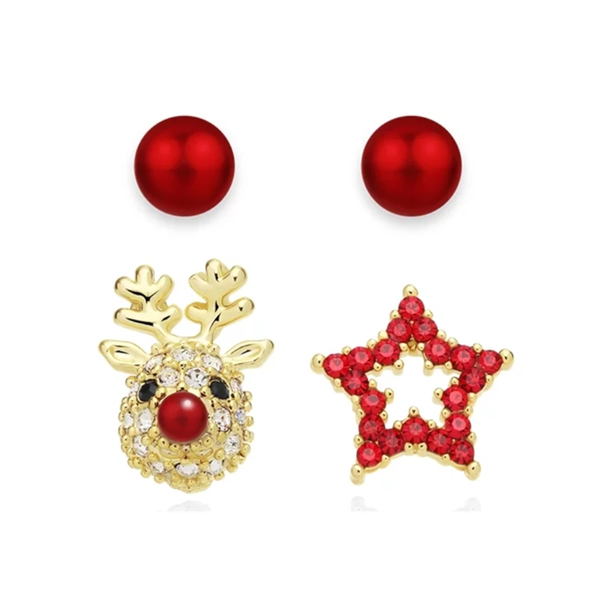 Fantasy Christmas Stud Earrings 2 Pairs Set