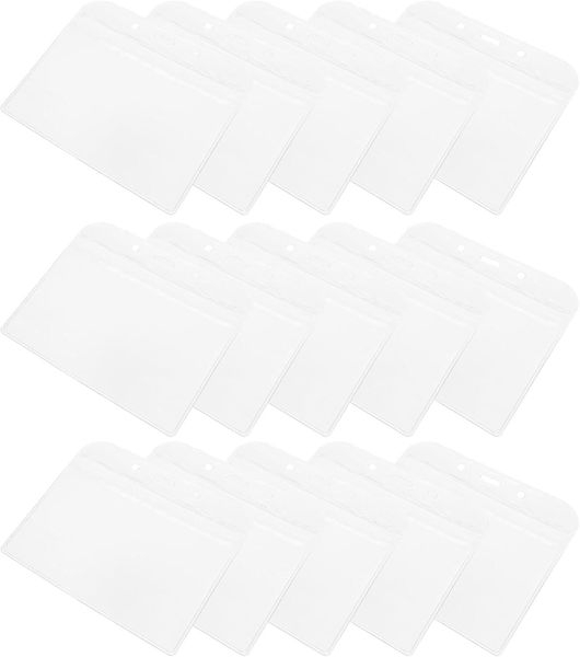 50pcs Waterproof PVC Id Badge Holder Work Cards Protector Student Employee