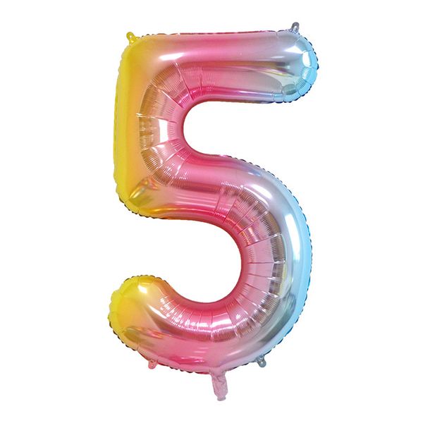 iKids 40 inch Large Rainbow Birthday Balloon Number 5