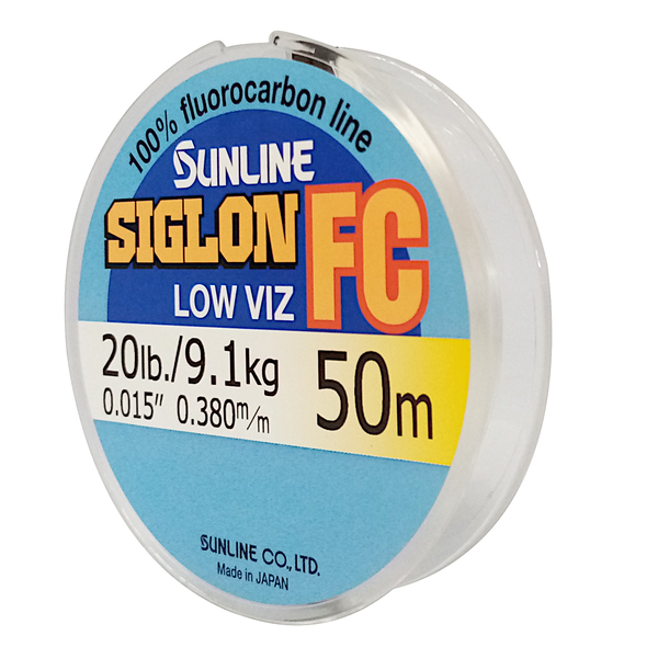 Siglon Fluorocarbon Leader Fishing Line 9.1KG/20Lb .38MM Colour Clear 50m Spool