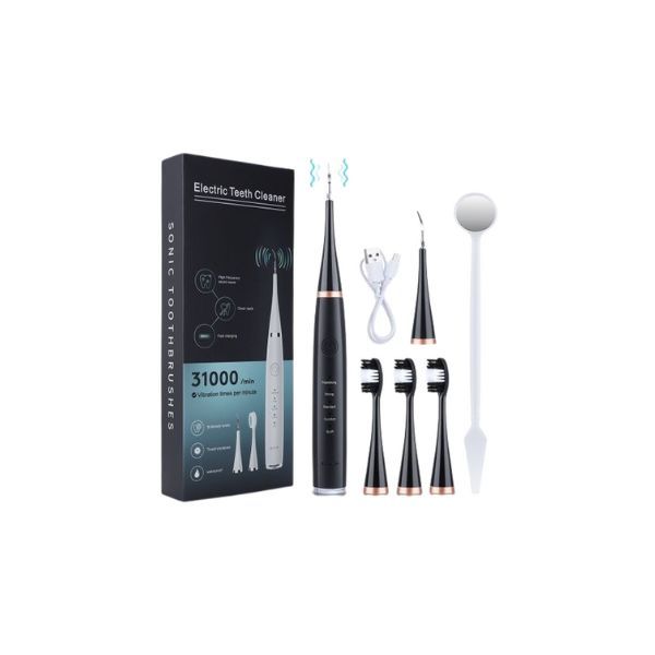 2-Ultrasonic Electric Teeth Cleaner &amp; Dental Calculus Remover Kit (Black)