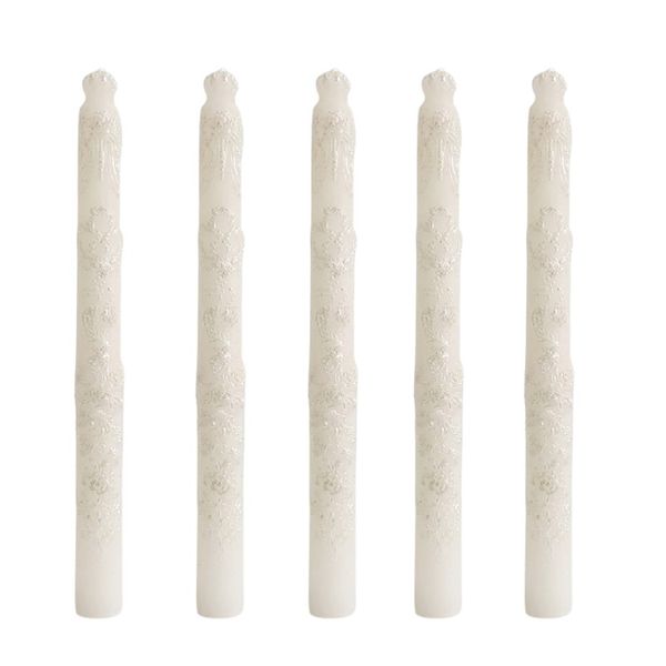 5 Pack Embossed Long Stem Scented Candle - White