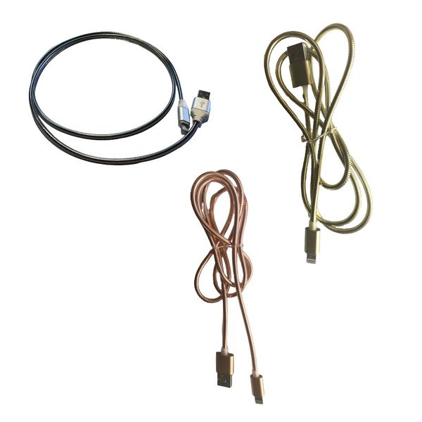 Aluminium 3 Pack - USB 2.0 Charging Cable 8 Pin Lightning - 1 Metre Length