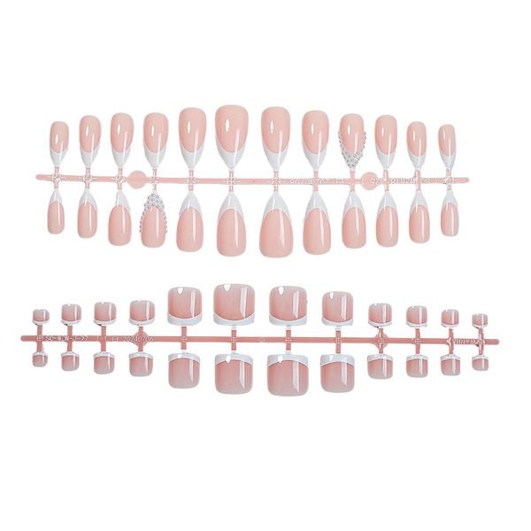 48 Piece French Tip Press On Nails &amp; Press On Toenails Set