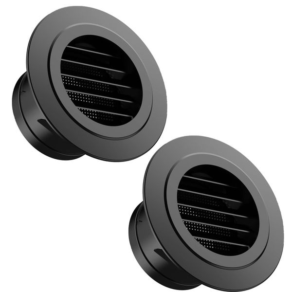 2PCS Round Soffit Vent Cover Built in Fly Screen Outdoor Exhaust Air Vent