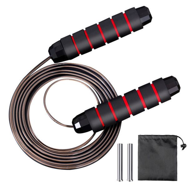 Heavy Duty Black Jump Rope with Iron Handle &amp; Storage Bag