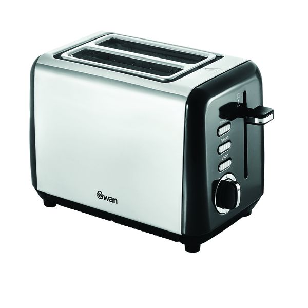 Swan Townhouse 2 Slice Stainless Steel Toaster Black
