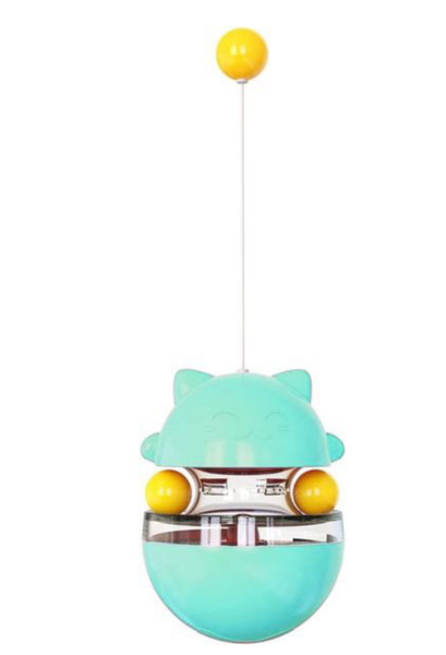 Cat Toy Stick, Untoppling Doll, Cat Turntable Toy, Can Hold Snacks, Blue