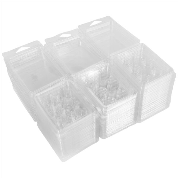 60Pack Wax Melt Containers-6 Cavity Clear Empty Wax Melt Molds