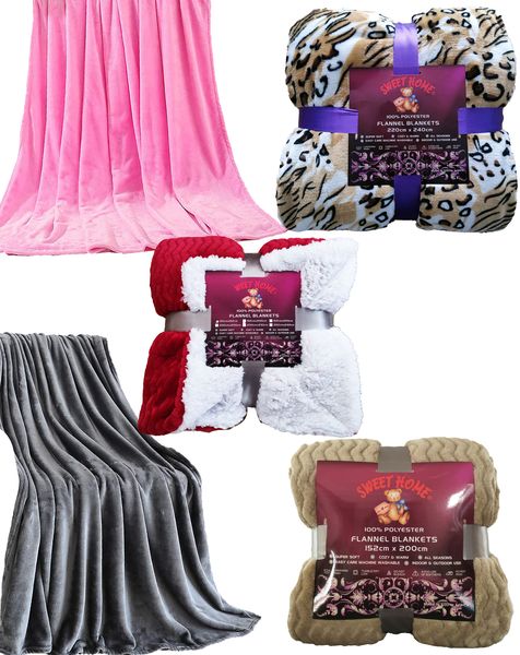 Silky Soft Warm Flannel Blanket-5 Pieces‘ Value Pack.