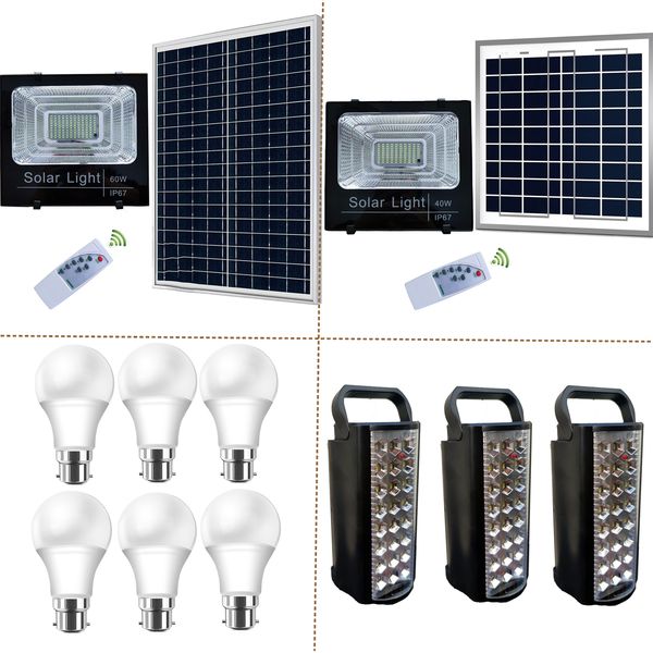 Emergency Light Pack -Flood Light (With Solar Panel),Emergency Light&amp;Bulbs