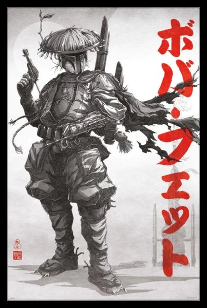 Star Wars Visions Boba Fett Poster With Black Fr image