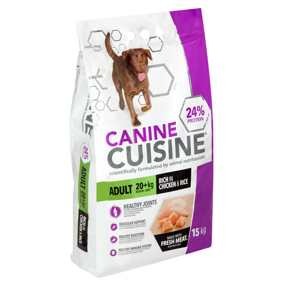 Canine Cuisine Adult Dog Food Medium Large Breed Chicken &amp; Rice (15kg)