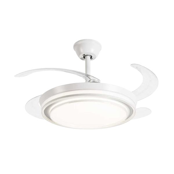 Hello Today - Retractable White/Transparent Ceiling Fan with Lights