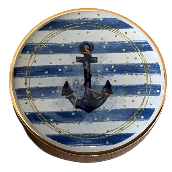 Vanilla Lip Balm with Mirror - Anchor on Blue &amp; White Stripes