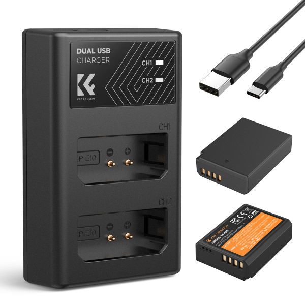 K&amp;F Canon LP-E10 Battery Kit - 2 Batteries and Dual Charger | KF28.0028